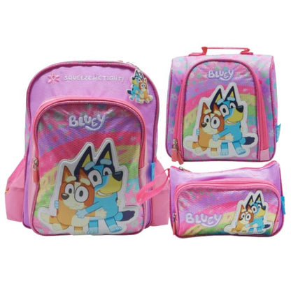 Children's Club  | Set Mochila Escolar A4 Incluye Lonchera y Cartuchera Bluey Bingo Rosado