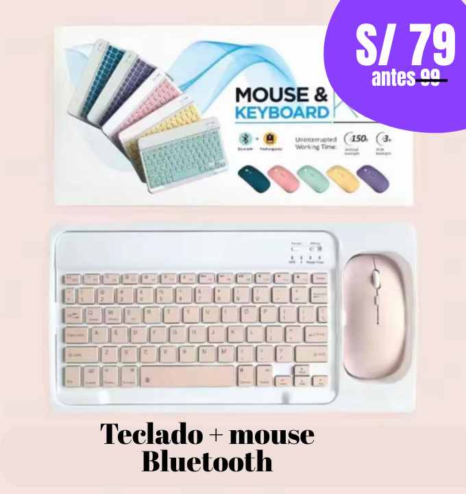 Kit de teclado + mouse inalámbrico bluetooth