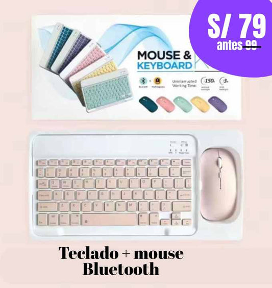 Kit de teclado + mouse inalámbrico bluetooth