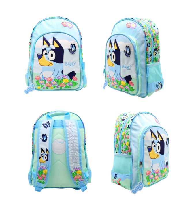 Children's Club | Set Mochila Escolar A4 Incluye Lonchera y Cartuchera Bluey con Flores de Children’s Club