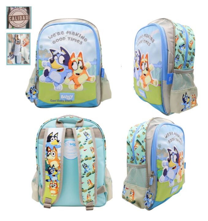 Children's Club | Set Mochila Escolar A4 Incluye Lonchera y Cartuchera GRIS Bluey
